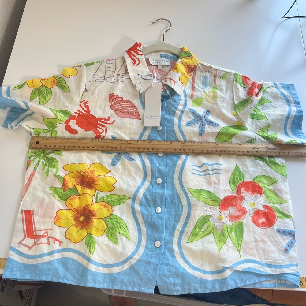 Calypso St. Barth Beach Floral Print short sleeve Shirt Size S NWT - Picture 4 of 6